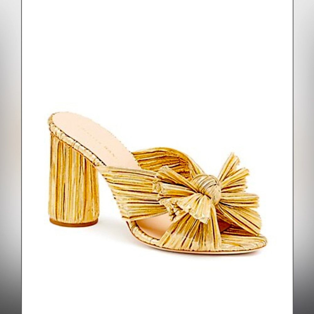 Loeffler Randall Penny Knotted Pleated Mules in Gold
